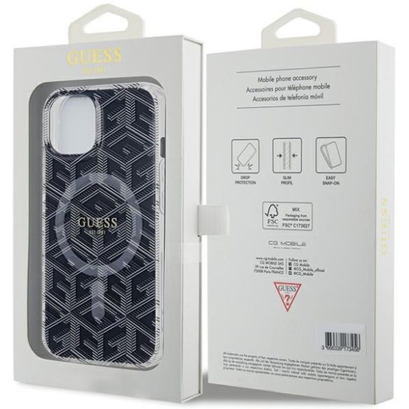 Guess GUHMP15MHGGCUSTGK iPhone 15 Plus / 14 Plus 6.7" fekete keménytok IML GCube MagSafe