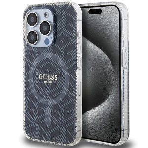 Guess GUHMP15LHGGCUSTGK iPhone 15 Pro 6.1" fekete keménytok IML GCube MagSafe IML GCube