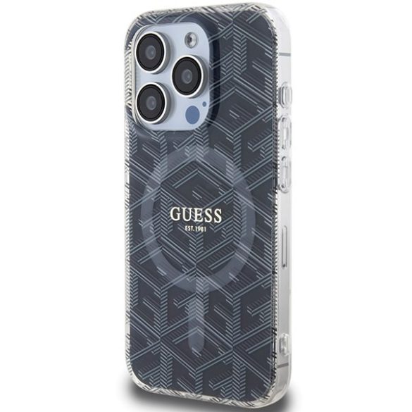 Guess GUHMP15LHGGCUSTGK iPhone 15 Pro 6.1" fekete keménytok IML GCube MagSafe IML GCube