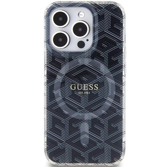 Guess GUHMP15LHGGCUSTGK iPhone 15 Pro 6.1" fekete keménytok IML GCube MagSafe IML GCube