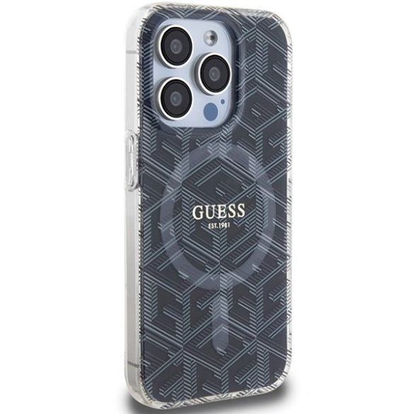 Guess GUHMP15LHGGCUSTGK iPhone 15 Pro 6.1" fekete keménytok IML GCube MagSafe IML GCube