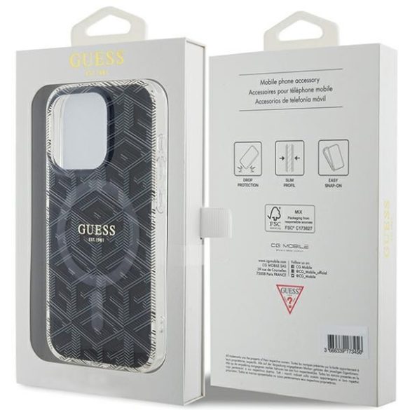 Guess GUHMP15LHGGCUSTGK iPhone 15 Pro 6.1" fekete keménytok IML GCube MagSafe IML GCube