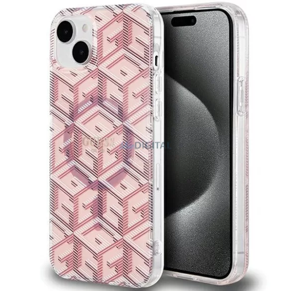Guess GUHMP15MHGGCUSTGP iPhone 15 Plus 6.7" rózsaszín keménytok IML GCube MagSafe