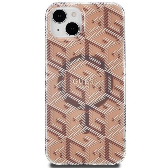 Guess GUHMP15MHGGCUSTGW iPhone 15 Plus / 14 Plus 6.7" barna keménytok IML GCube MagSafe