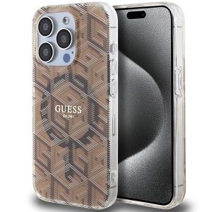 Guess GUHMP15LHGGCUSTGW iPhone 15 Pro 6.1" barna keménytok IML GCube MagSafe