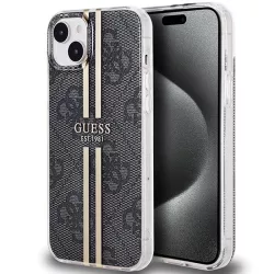   Guess GUHCP15MH4PSEGK iPhone 15 Plus 6.7" fekete keménytok IML 4G aranycsíkos