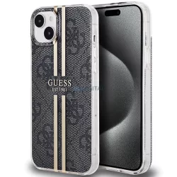   Guess GUHCP15MH4PSEGK iPhone 15 Plus 6.7" fekete keménytok IML 4G aranycsíkos