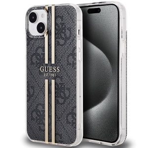 Guess GUHCP15MH4PSEGK iPhone 15 Plus / 14 Plus 6.7" fekete keménytok IML 4G aranycsíkos