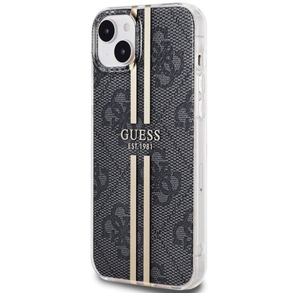 Guess GUHCP15MH4PSEGK iPhone 15 Plus / 14 Plus 6.7" fekete keménytok IML 4G aranycsíkos