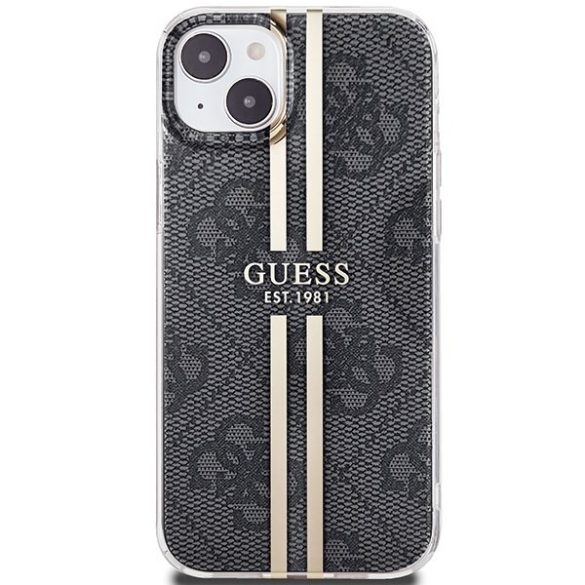 Guess GUHCP15MH4PSEGK iPhone 15 Plus / 14 Plus 6.7" fekete keménytok IML 4G aranycsíkos