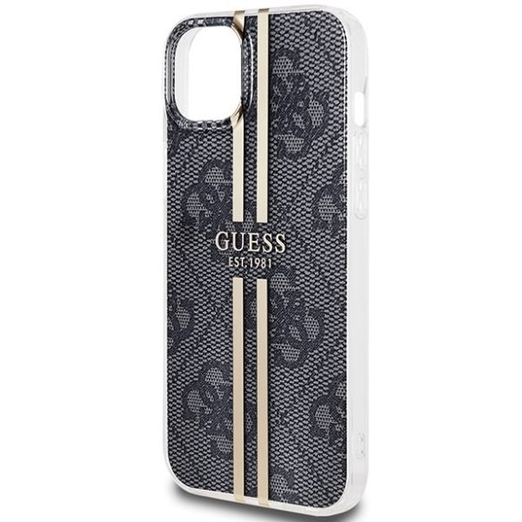 Guess GUHCP15MH4PSEGK iPhone 15 Plus / 14 Plus 6.7" fekete keménytok IML 4G aranycsíkos