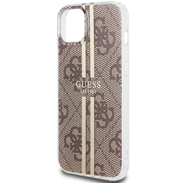 Guess GUHCP15SH4PSEGW iPhone 15 6.1" barna keménytok IML 4G arany csíkozású