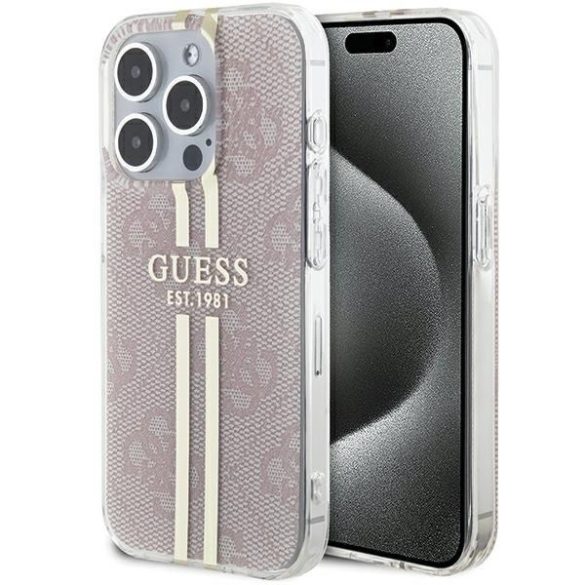 Guess GUHCP14XH4PSEGP iPhone 14 Pro Max 6.7" rózsaszín keménytok IML 4G arany Stripe