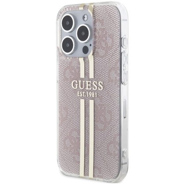 Guess GUHCP14XH4PSEGP iPhone 14 Pro Max 6.7" rózsaszín keménytok IML 4G arany Stripe