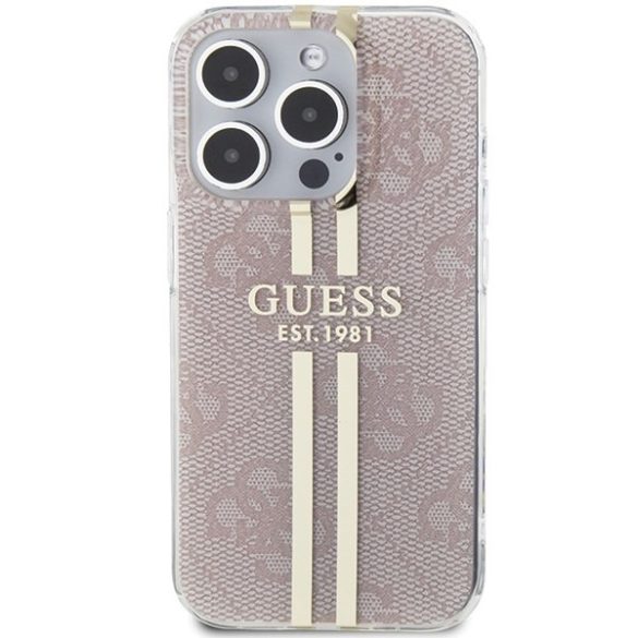 Guess GUHCP14XH4PSEGP iPhone 14 Pro Max 6.7" rózsaszín keménytok IML 4G arany Stripe