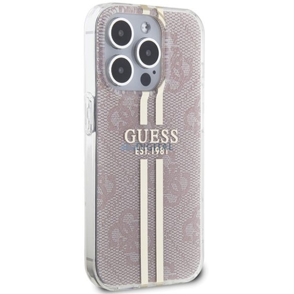 Guess GUHCP14XH4PSEGP iPhone 14 Pro Max 6.7" rózsaszín keménytok IML 4G arany Stripe