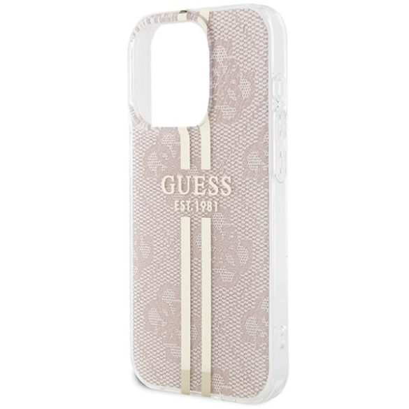 Guess GUHCP14XH4PSEGP iPhone 14 Pro Max 6.7" rózsaszín keménytok IML 4G arany Stripe