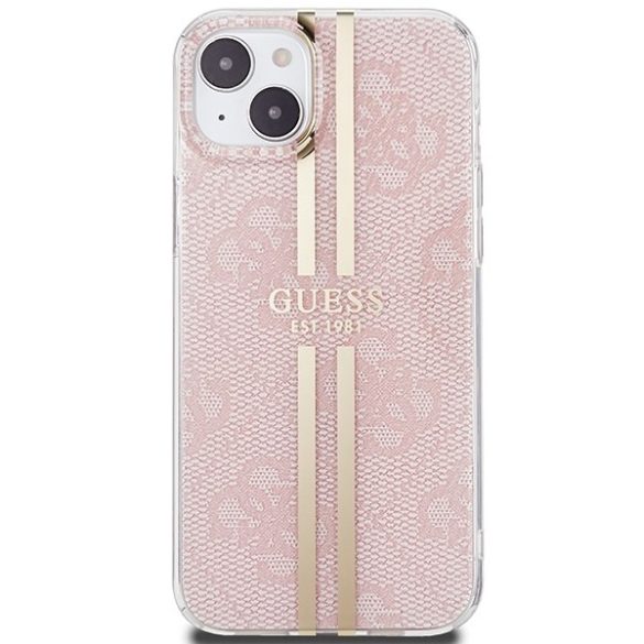 Guess GUHCP15MH4PSEGP iPhone 15 Plus / 14 Plus 6.7" rózsaszín keménytok IML 4G arany Stripe