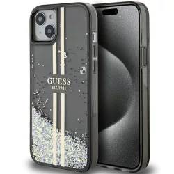   Guess GUHCP15MLFCSEGK iPhone 15 Plus 6.7" fekete keménytokLiquid Glitter Gold Stripes