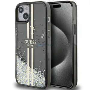 Guess GUHCP15MLFCSEGK iPhone 15 Plus 6.7" fekete keménytokLiquid Glitter Gold Stripes
