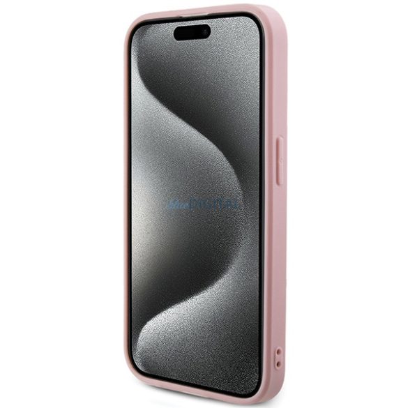 Guess GUHCP14XPSAIRSP iPhone 14 Pro Max 6.7" rózsaszín keménytok Saffiano irizáló írással
