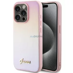   Guess GUHCP15XPSAIRSP iPhone 15 Pro Max 6.7" rózsaszín keménytok Saffiano irizáló írással