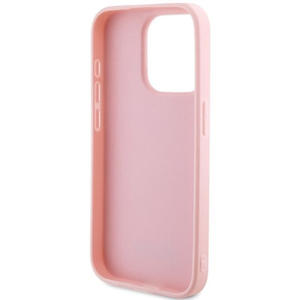 Guess GUHCP15XPSAIRSP iPhone 15 Pro Max 6.7" rózsaszín keménytok Saffiano irizáló írással