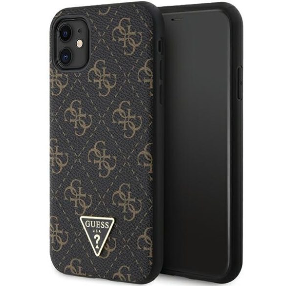 Guess GUHCN61PG4GPK iPhone 11 / Xr 6,1" fekete keménytok 4G háromszög fém logó