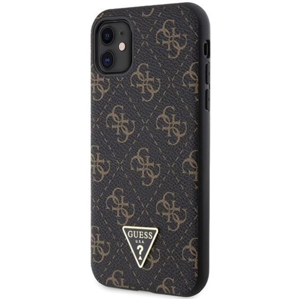 Guess GUHCN61PG4GPK iPhone 11  6,1" fekete keménytok 4G háromszög fém logó