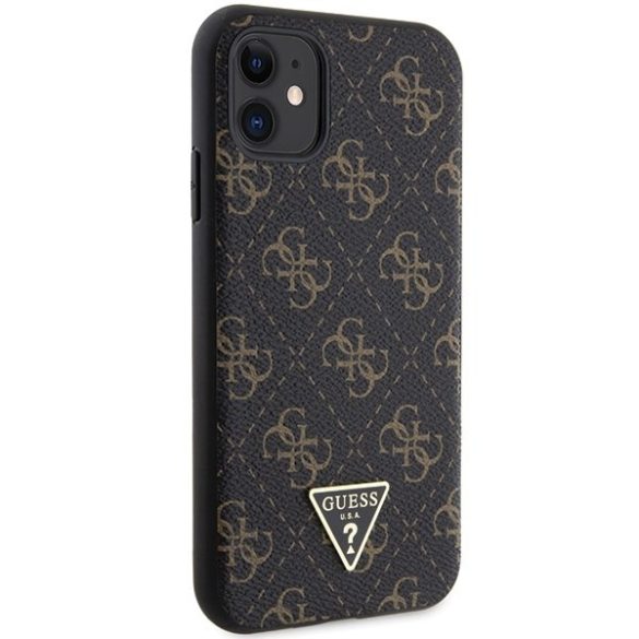 Guess GUHCN61PG4GPK iPhone 11 / Xr 6,1" fekete keménytok 4G háromszög fém logó