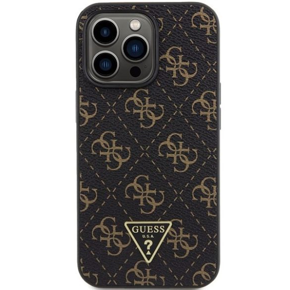 Guess GUHCP13LPG4GPK iPhone 13 Pro / 13 6.1" fekete keménytok 4G háromszög fém logóval