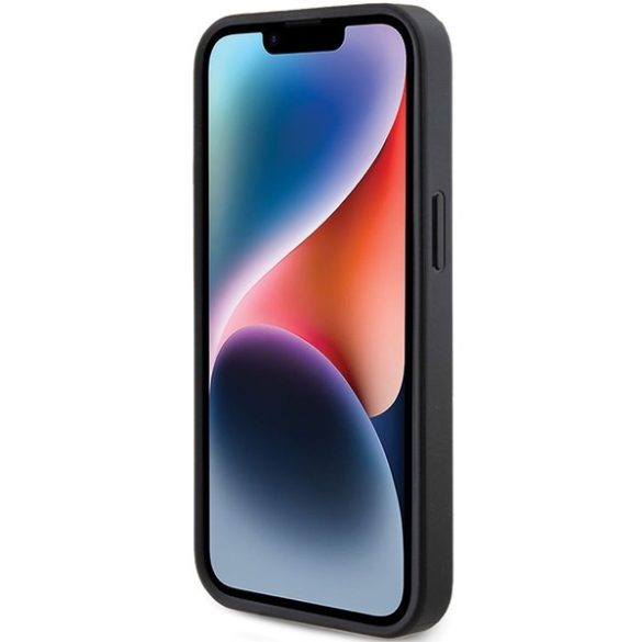 Guess GUHCP13LPG4GPK iPhone 13 Pro / 13 6.1" fekete keménytok 4G háromszög fém logóval