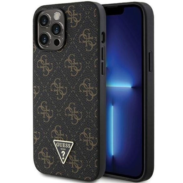 Guess GUHCP13XPG4GPK iPhone 13 Pro Max 6.7" fekete keménytok 4G háromszög fém logóval