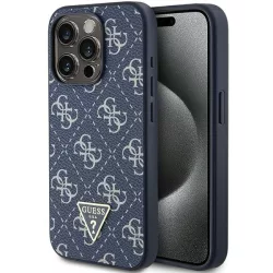   Guess GUHCP15LPG4GPB iPhone 15 Pro 6.1" kék keménytok 4G háromszög fém logóval