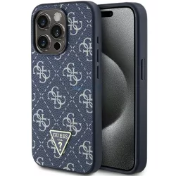  Guess GUHCP15LPG4GPB iPhone 15 Pro 6.1" kék keménytok 4G háromszög fém logóval