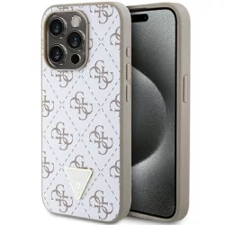   Guess GUHCP15LPG4GPH iPhone 15 Pro 6.1" fehér keménytok 4G háromszög fém logóval