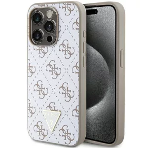 Guess GUHCP15LPG4GPH iPhone 15 Pro 6.1" fehér keménytok 4G háromszög fém logóval