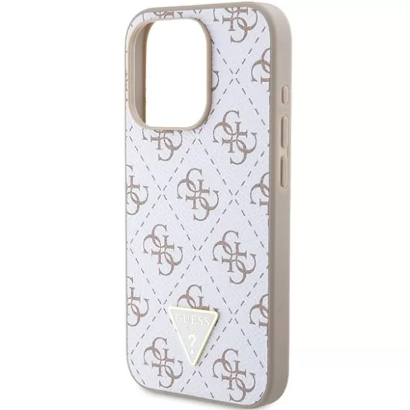 Guess GUHCP15LPG4GPH iPhone 15 Pro 6.1" fehér keménytok 4G háromszög fém logóval