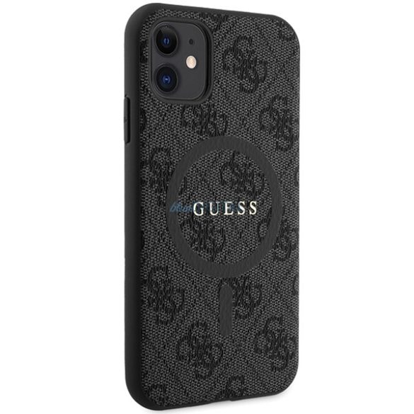 Guess GUHMN61G4GFRK iPhone 11 6.1" / Xr fekete keménytok 4G kollekció bőr fém logó MagSafe