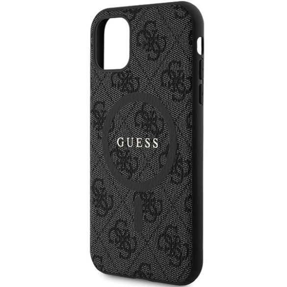 Guess GUHMN61G4GFRK iPhone 11 6.1" / Xr fekete keménytok 4G kollekció bőr fém logó MagSafe