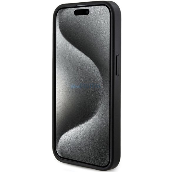Guess GUHMP13XG4GFRK iPhone 13 Pro Max 6.7" fekete keménytok 4G Collection bőr fém logó MagSafe