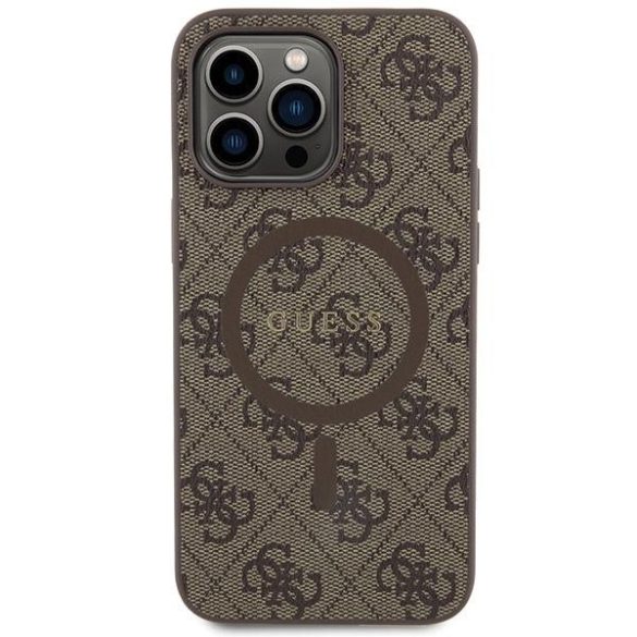 Guess GUHMP13XG4GFRW iPhone 13 Pro Max 6.7" barna keménytok 4G Collection bőr fém logó MagSafe