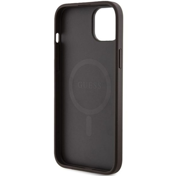 Guess GUHMP15SG4GFRW iPhone 15 / 14 / 13 6.1" barna keménytok 4G kollekció bőr fém logó MagSafe