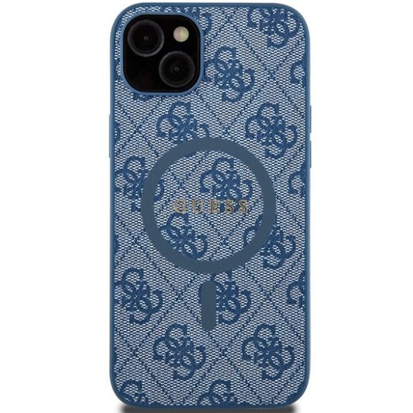 Guess GUHMP15MG4GFRB iPhone 15 Plus / 14 Plus 6.7" kék keménytok 4G Collection bőr fém logó MagSafe