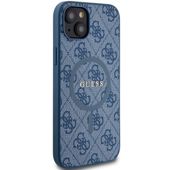 Guess GUHMP15MG4GFRB iPhone 15 Plus / 14 Plus 6.7" kék keménytok 4G Collection bőr fém logó MagSafe