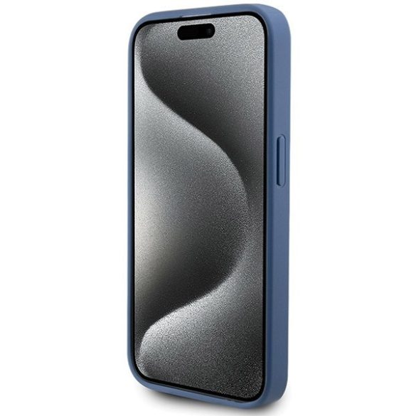 Guess GUHMP15XG4GFRB iPhone 15 Pro Max 6.7" kék keménytok 4G Collection bőr fém logó MagSafe