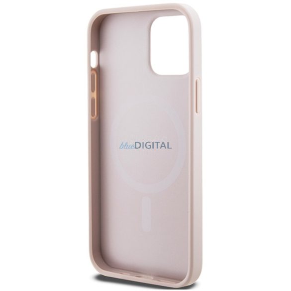 Guess GUHMP12MG4GFRP iPhone 12/12 Pro 6.1" rózsaszín keménytok 4G Collection bőr fém logó MagSafe