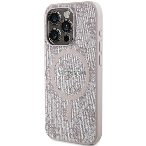 Guess GUHMP13LG4GFRP iPhone 13 Pro / 13 6.1" rózsaszín keménytok 4G Collection bőr fém logó MagSafe