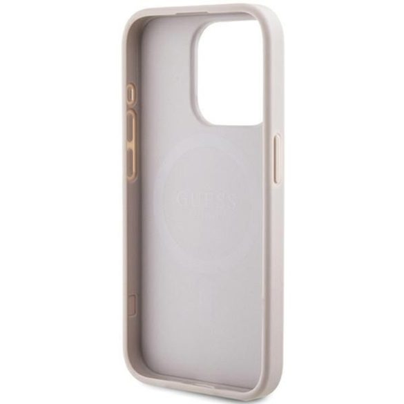 Guess GUHMP13XG4GFRP iPhone 13 Pro Max 6.7" rózsaszín keménytok 4G Collection bőr fém logó MagSafe