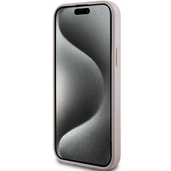 Guess GUHMP14SG4GFRP iPhone 14 / 15 / 13 6.1" rózsaszín keménytok 4G Collection bőr fém logó MagSafe